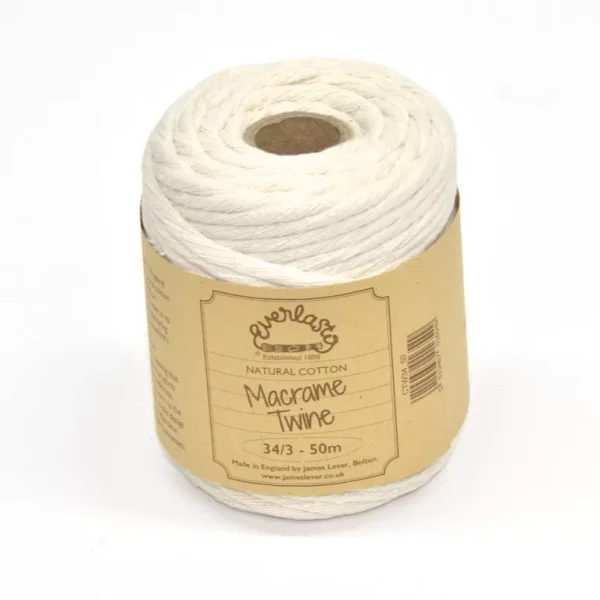 Everlasto 27/3 (4mm) Natural Cotton Macrame Twine 50m Spool