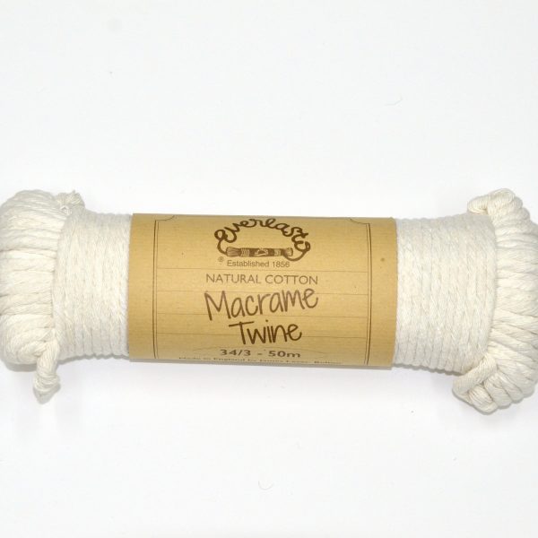 Everlasto 34/3 Natural Cotton Macrame Twine 50m Hank.