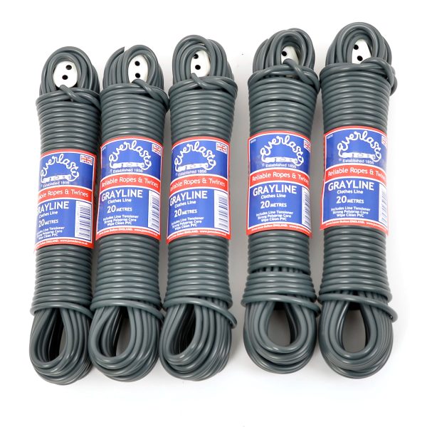5 Pack - Grayline Plastic Washing Line 20m