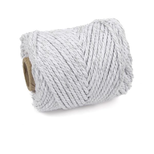 Chunky Bakers Twine White Silver Sparkle