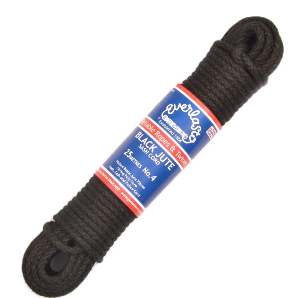 Everlasto Sash Cord No.4 Black Jute 6.5mm X 25m