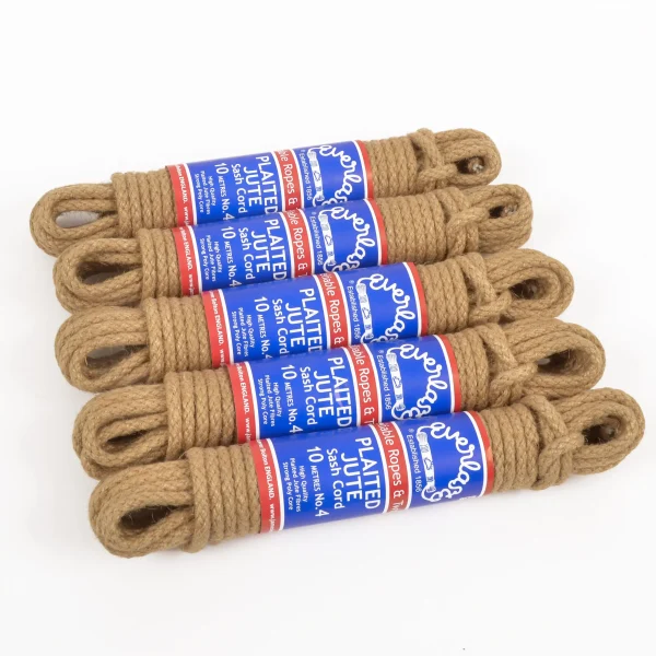 Everlasto Sash Cord No.4 Jute 6.5mm X 10m 5 Pack