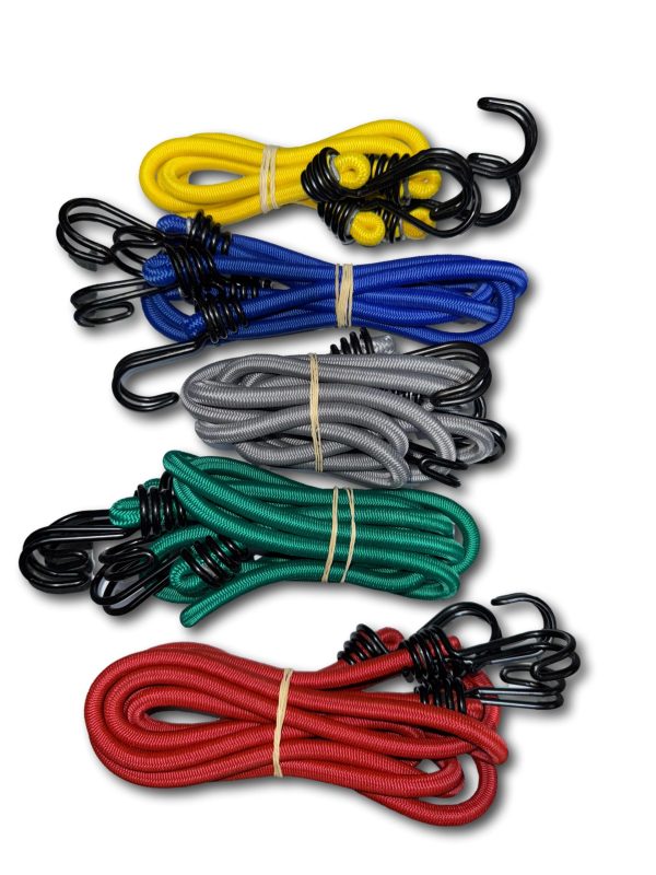 Assorted 10 Pack x 8mm Reverse Hook Coloured Luggage Elastics