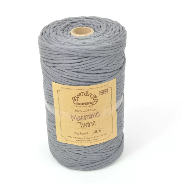 38/6 (4mm) Battleship Grey Macrame Twine 0.5Kg/1Kg Spool