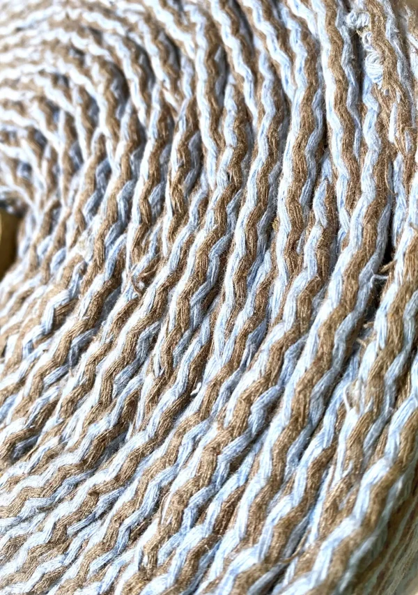 6mm Coloured Cotton Braided Cord - Coffee and Blue