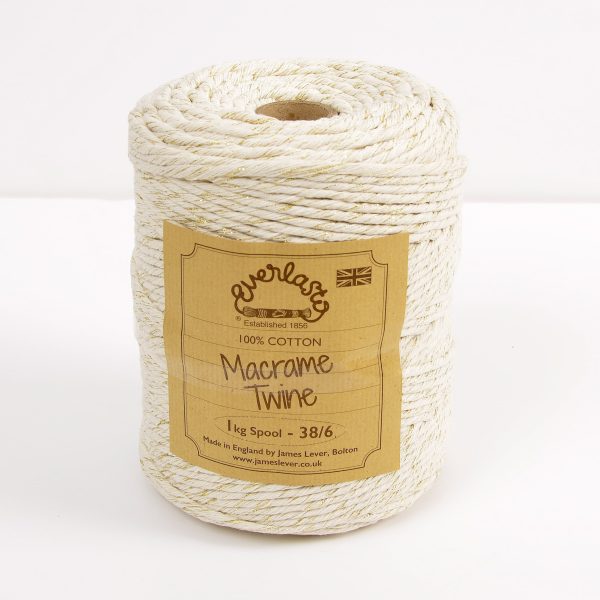 38/6 (4mm) Ivory Sparkle Macrame Twine Spool