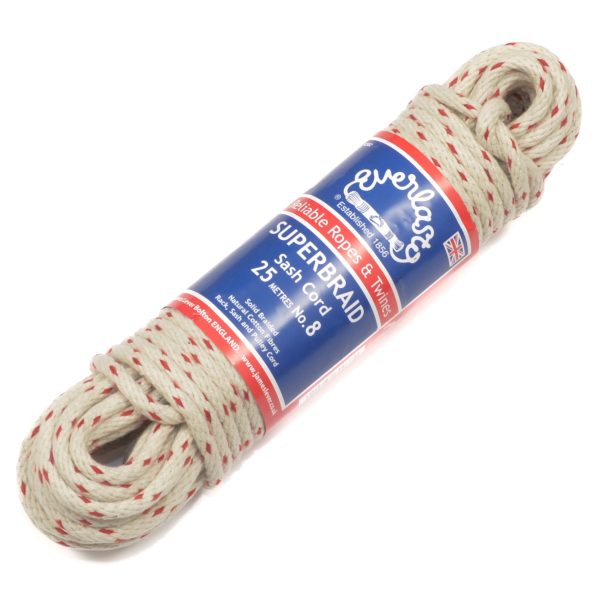 Everlasto Sash Cord No.7 Redspot 6mm X 25m