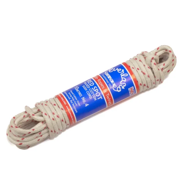 Everlasto No.4 Traditional Redspot Waxed Cotton Sash Cord 7mm X 50m