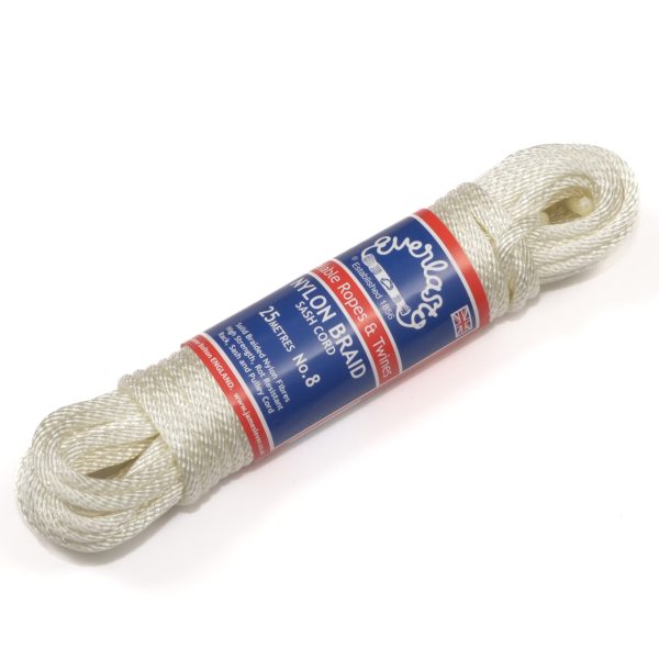Everlasto Sash Cord No.8 Nylon Braid 6.5mm X 50m